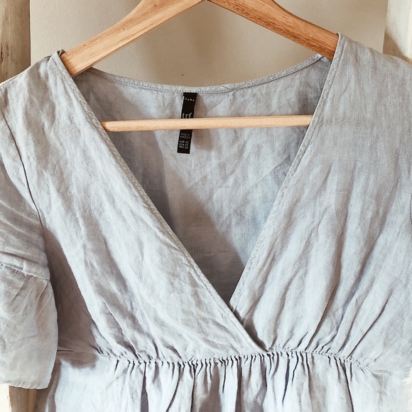 Zara- Blue Linen Baby Doll Dress - Picture 4 of 5